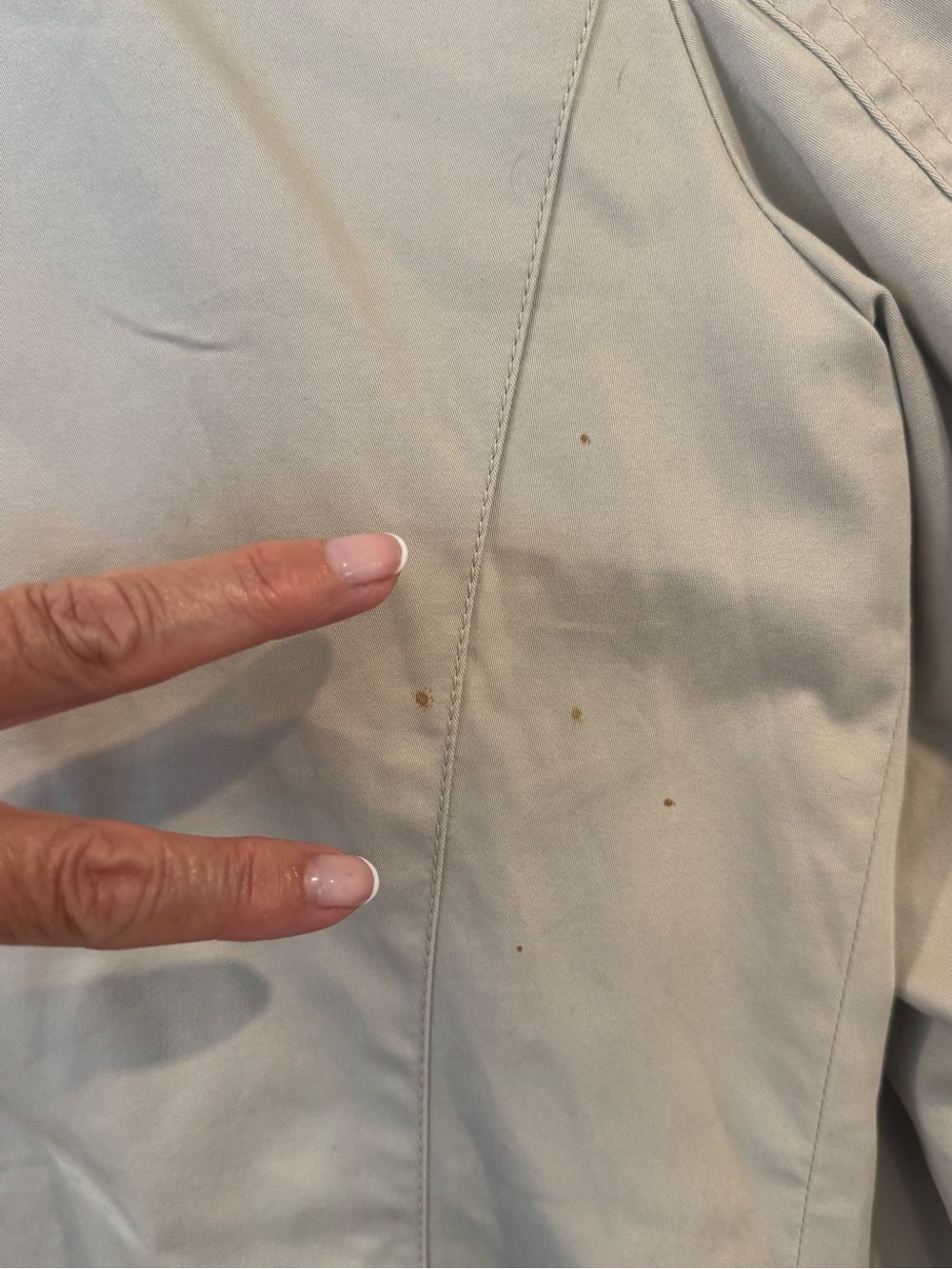 COACH Single Breasted Short Trench Coat Bone L Pink Lining Small Stain See Pic - Picture 7 of 10